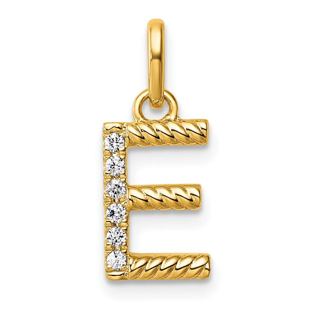 14K Gelbgold Gedreht Mit.05 Ct. Diamant Initiale E Charm