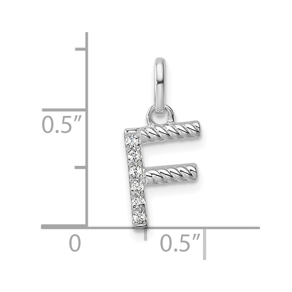 14K Weißgold Gedreht.05 Ct. Diamant Initiale F Charm