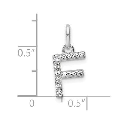 14K Weißgold Gedreht.05 Ct. Diamant Initiale F Charm