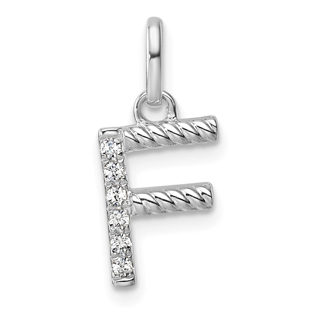 14K Weißgold Gedreht.05 Ct. Diamant Initiale F Charm