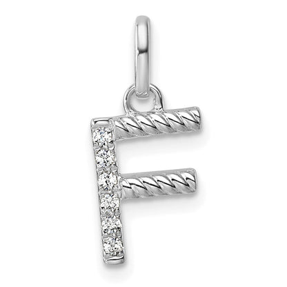 14K Weißgold Gedreht.05 Ct. Diamant Initiale F Charm