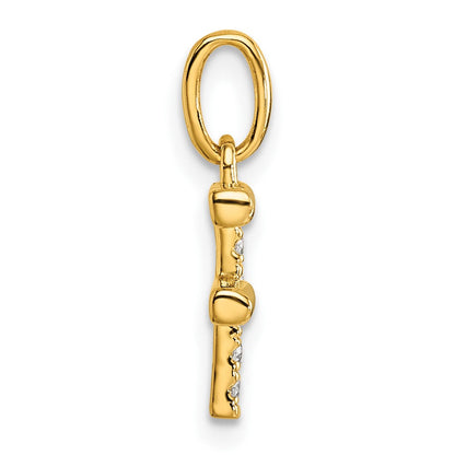 14K Gelbgold Gedreht.05 Ct. Diamant Initiale F Charm