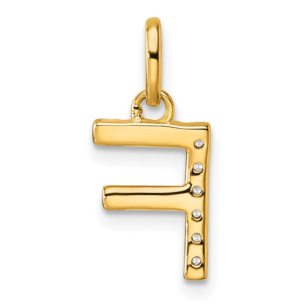 14K Gelbgold Gedreht.05 Ct. Diamant Initiale F Charm