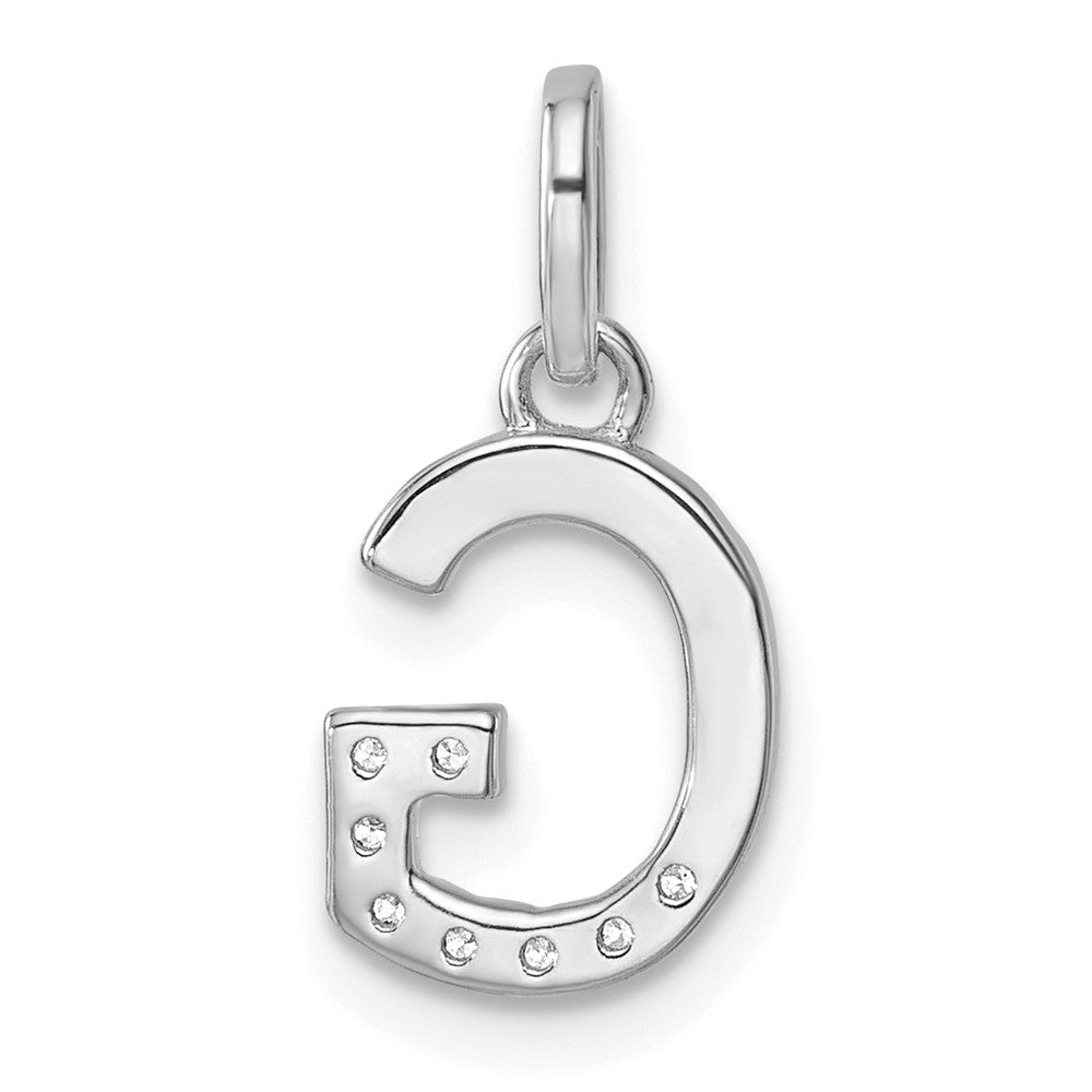 14K Weißgold Gedreht.07 Ct. Diamant Initiale G Charm