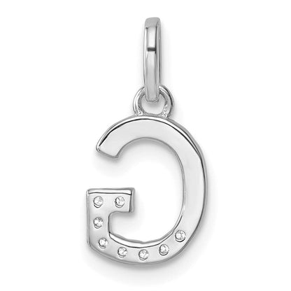 14K Weißgold Gedreht.07 Ct. Diamant Initiale G Charm