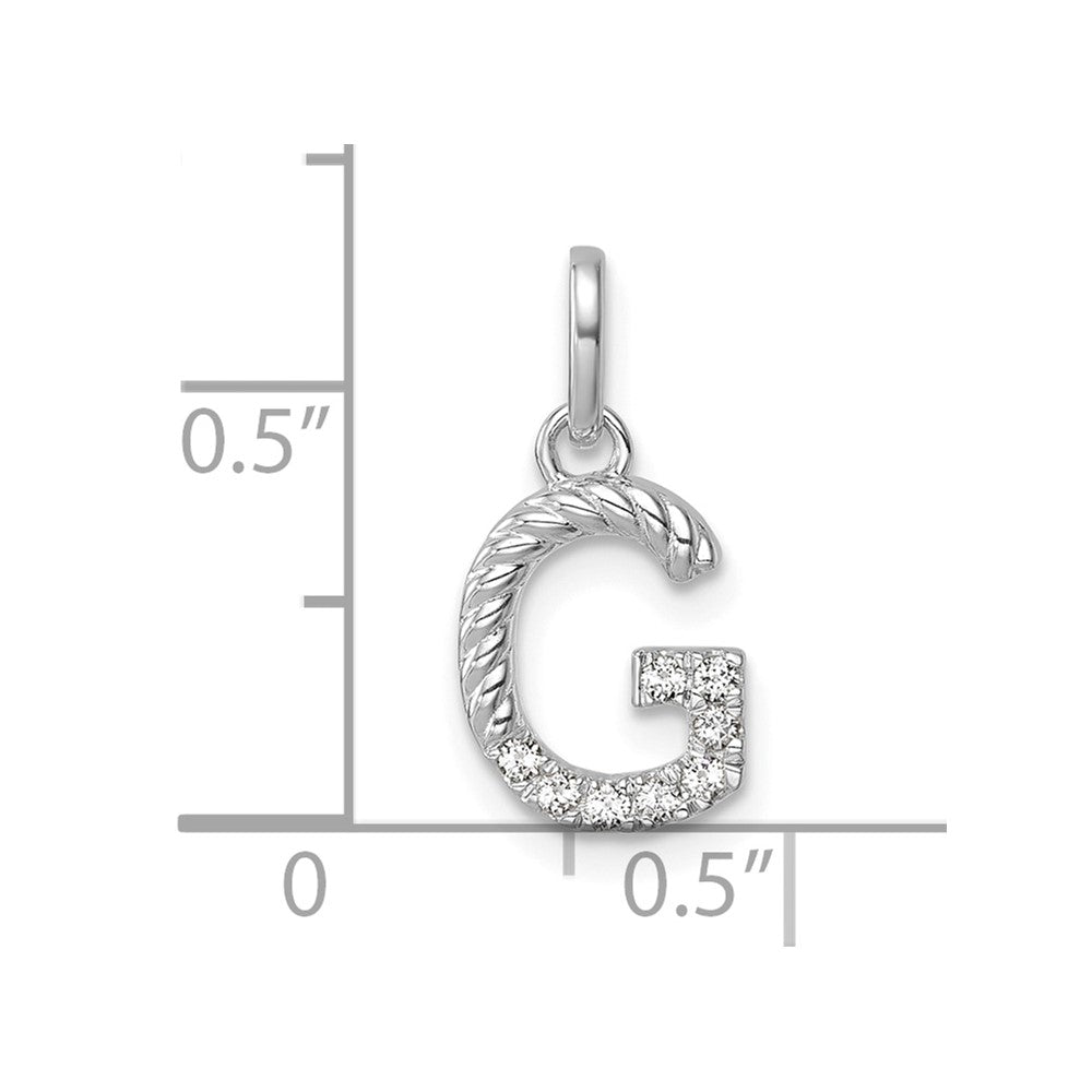 14K Weißgold Gedreht.07 Ct. Diamant Initiale G Charm