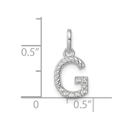14K Weißgold Gedreht.07 Ct. Diamant Initiale G Charm