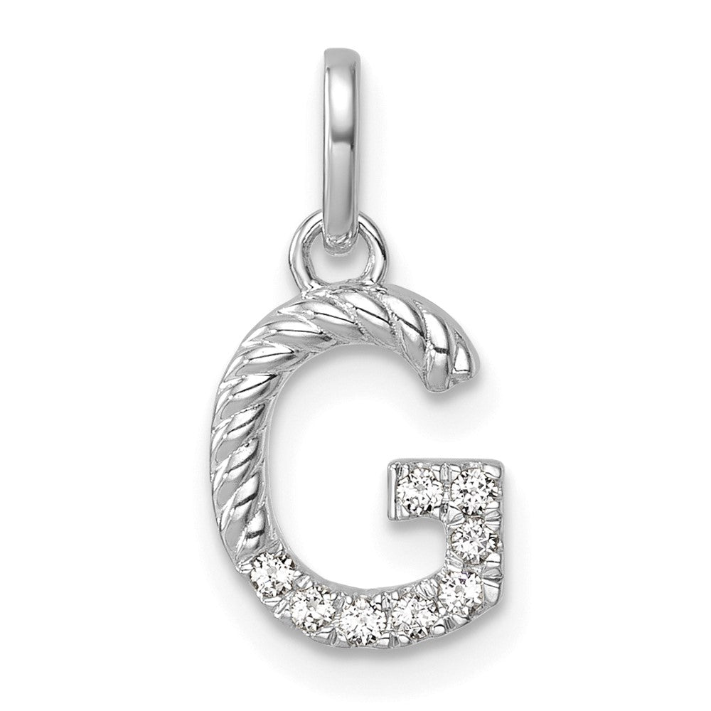 14K Weißgold Gedreht.07 Ct. Diamant Initiale G Charm