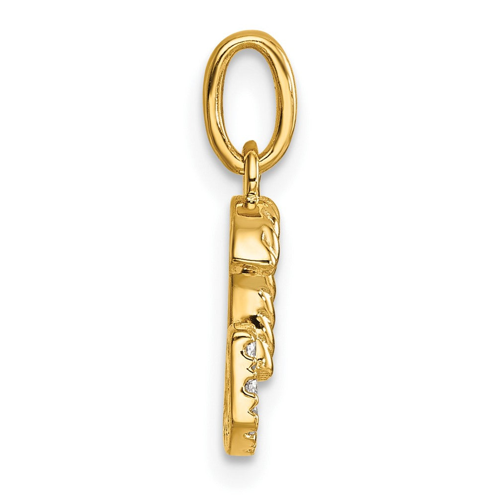 14K Gelbgold Gedreht.07 Ct. Diamant Initiale G Charm