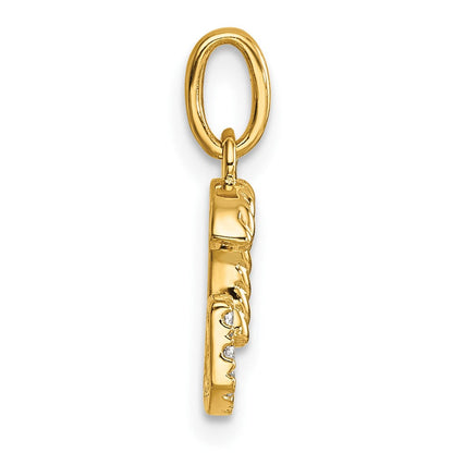 14K Gelbgold Gedreht.07 Ct. Diamant Initiale G Charm