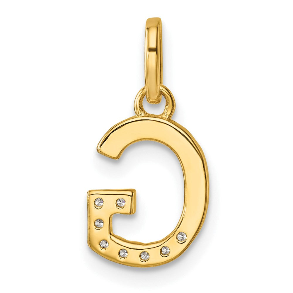 14K Gelbgold Gedreht.07 Ct. Diamant Initiale G Charm