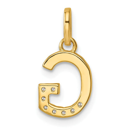 14K Gelbgold Gedreht.07 Ct. Diamant Initiale G Charm