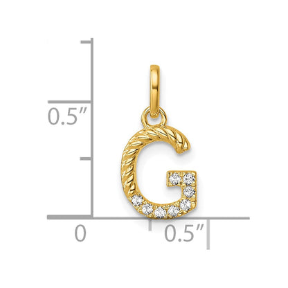 14K Gelbgold Gedreht.07 Ct. Diamant Initiale G Charm