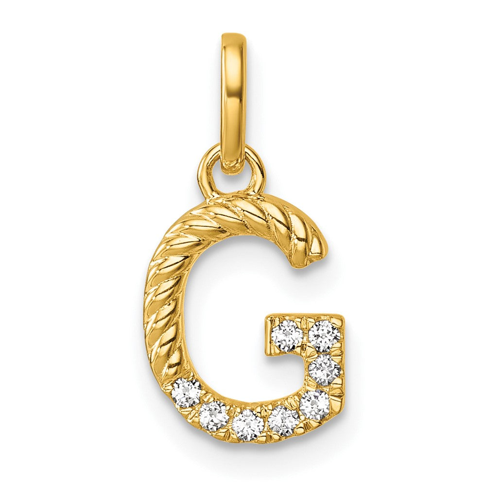 14K Gelbgold Gedreht.07 Ct. Diamant Initiale G Charm