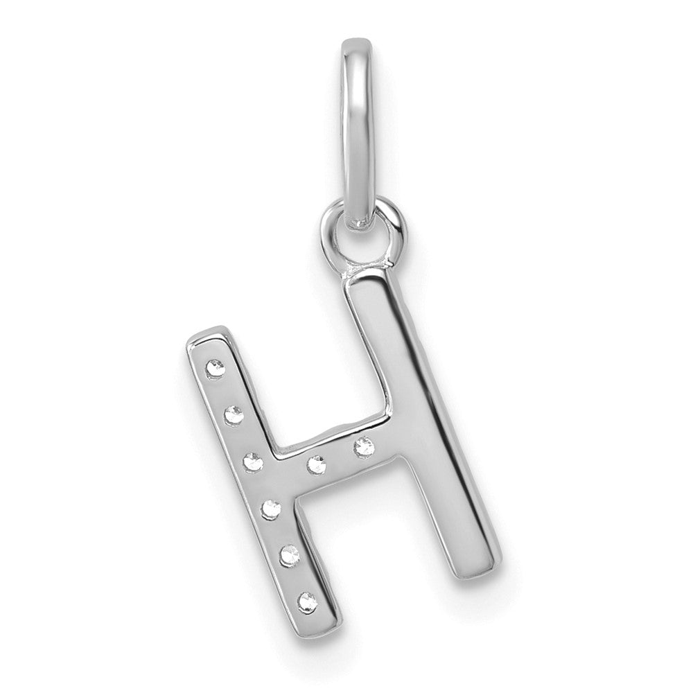 14K Weißgold Gedreht.07 Ct. Diamant Initiale H Charm
