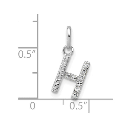 14K Weißgold Gedreht.07 Ct. Diamant Initiale H Charm