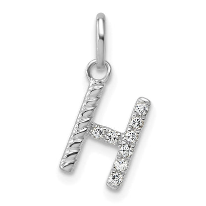 14K Weißgold Gedreht.07 Ct. Diamant Initiale H Charm