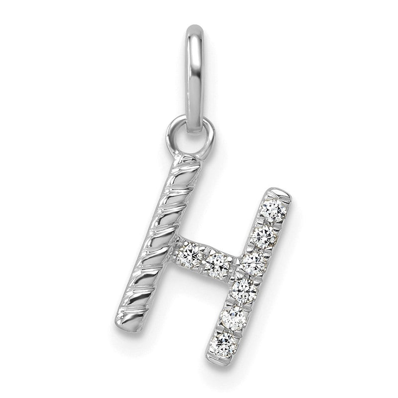 14K Weißgold Gedreht.07 Ct. Diamant Initiale H Charm