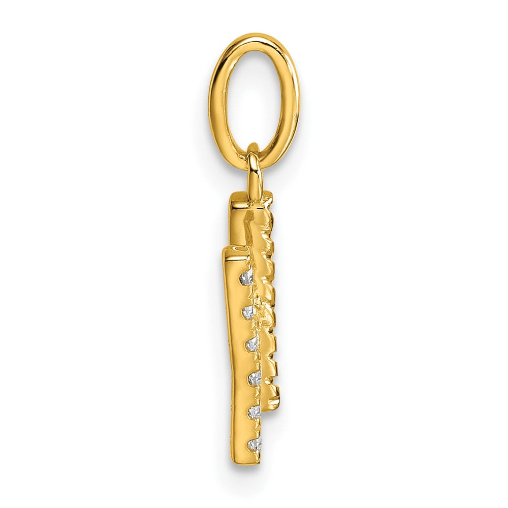 14K Gelbgold Gedreht.07 Ct. Diamant Initiale H Charm