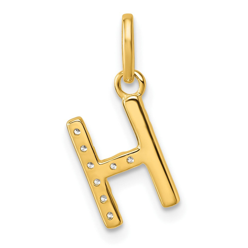 14K Gelbgold Gedreht.07 Ct. Diamant Initiale H Charm