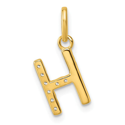14K Gelbgold Gedreht.07 Ct. Diamant Initiale H Charm