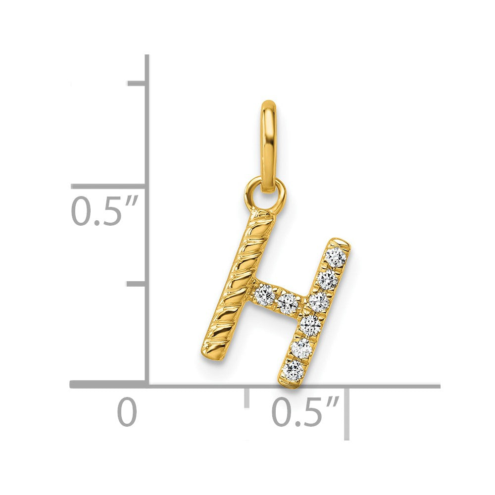14K Gelbgold Gedreht.07 Ct. Diamant Initiale H Charm