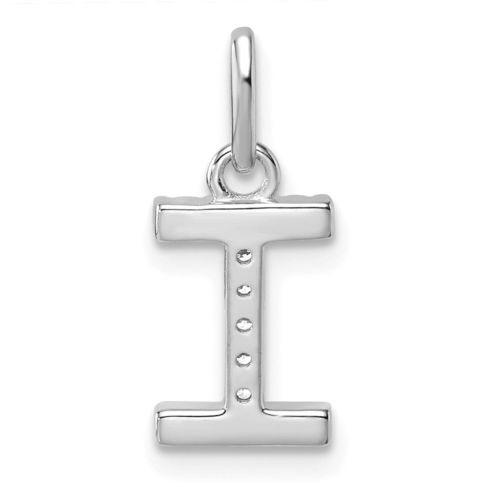14K Weißgold Gedreht.05 Ct. Diamant Initiale I Charm