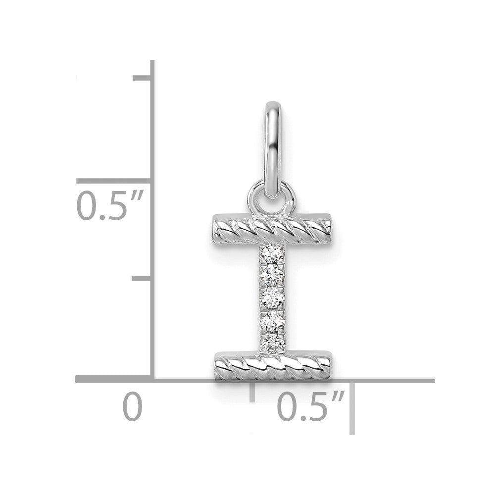 14K Weißgold Gedreht.05 Ct. Diamant Initiale I Charm