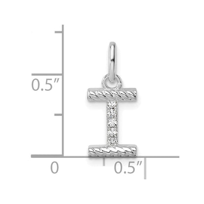 14K Weißgold Gedreht.05 Ct. Diamant Initiale I Charm