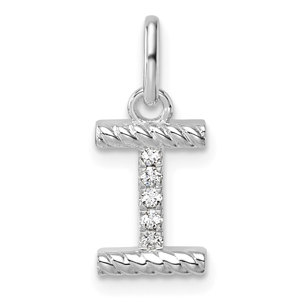 14K Weißgold Gedreht.05 Ct. Diamant Initiale I Charm