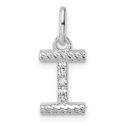 14K Weißgold Gedreht.05 Ct. Diamant Initiale I Charm