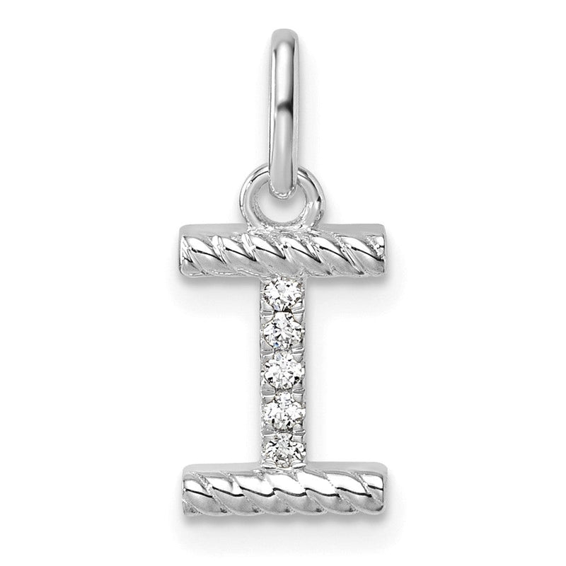14K Weißgold Gedreht.05 Ct. Diamant Initiale I Charm