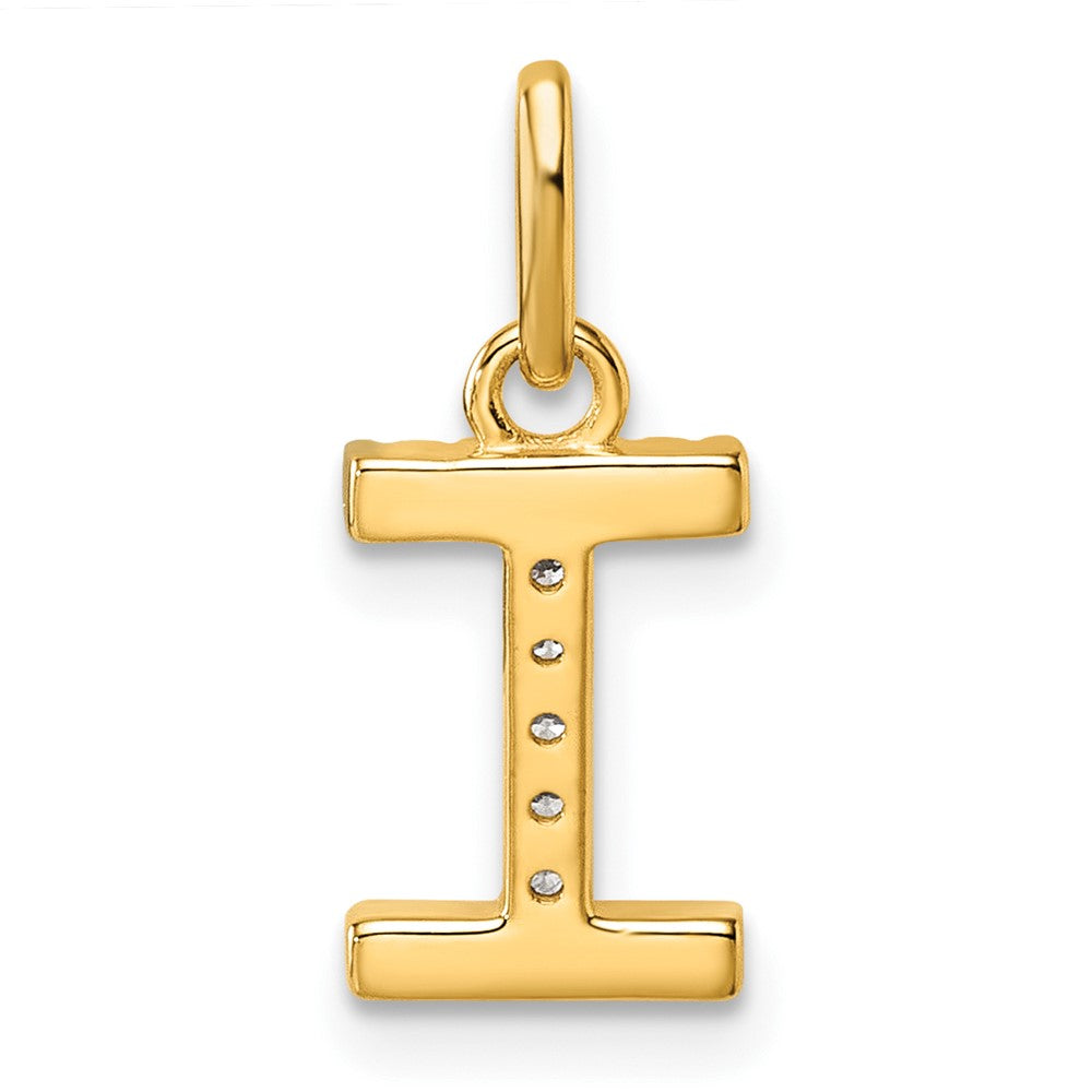 14K Gelbgold Gedreht.05 Ct. Diamant Initiale I Charm