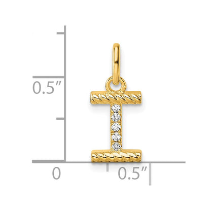 14K Gelbgold Gedreht.05 Ct. Diamant Initiale I Charm