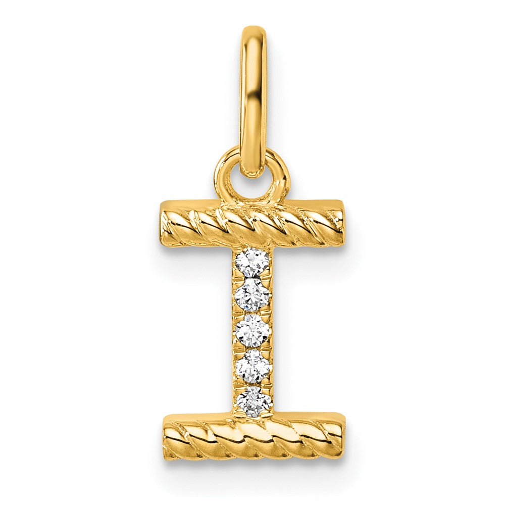 14K Gelbgold Gedreht.05 Ct. Diamant Initiale I Charm