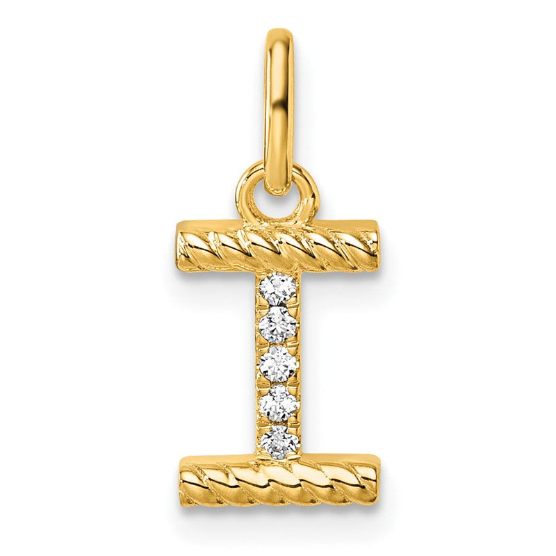 14K Gelbgold Gedreht.05 Ct. Diamant Initiale I Charm