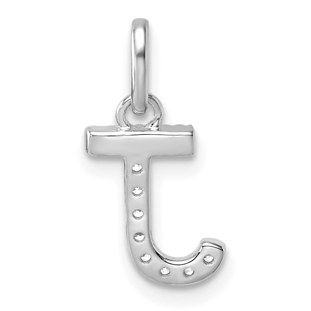 14K Weißgold Gedreht.07 Ct. Diamant Initiale J Charm