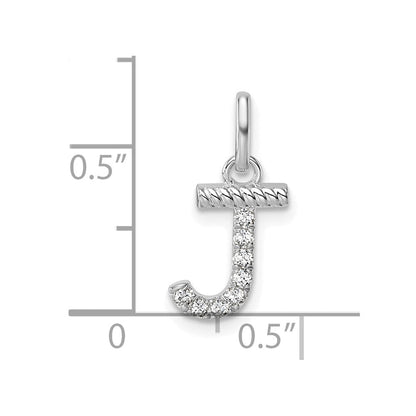 14K Weißgold Gedreht.07 Ct. Diamant Initiale J Charm