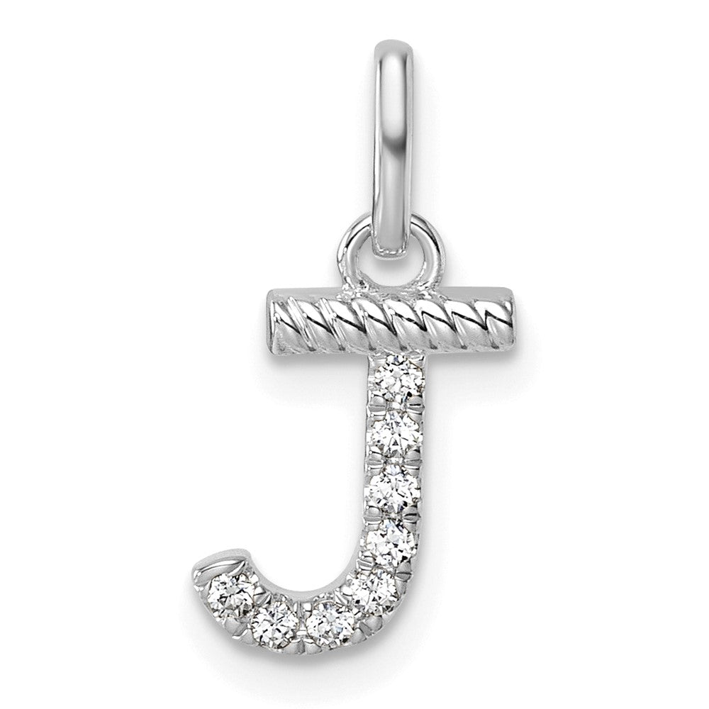 14K Weißgold Gedreht.07 Ct. Diamant Initiale J Charm