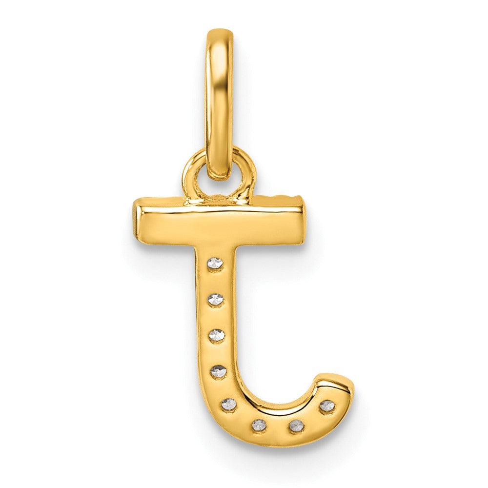 14K Gelbgold Gedreht.07 Ct. Diamant Initiale J Charm