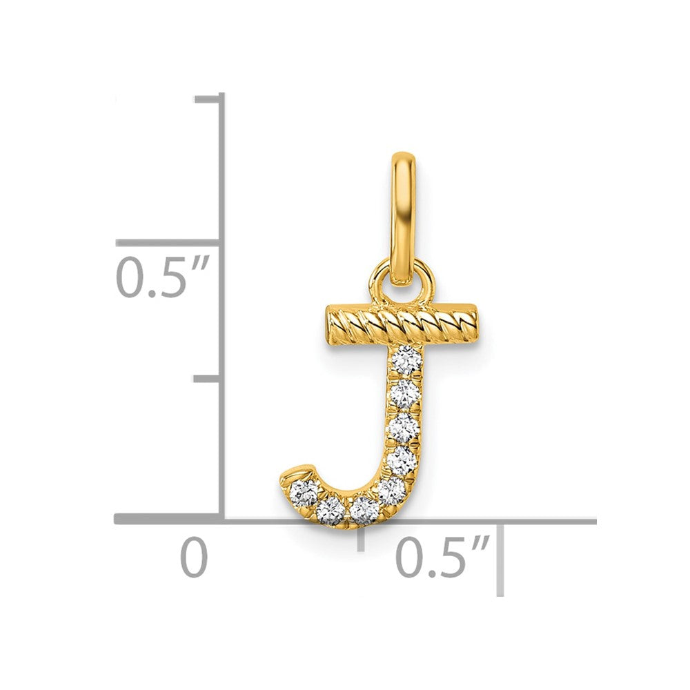 14K Gelbgold Gedreht.07 Ct. Diamant Initiale J Charm