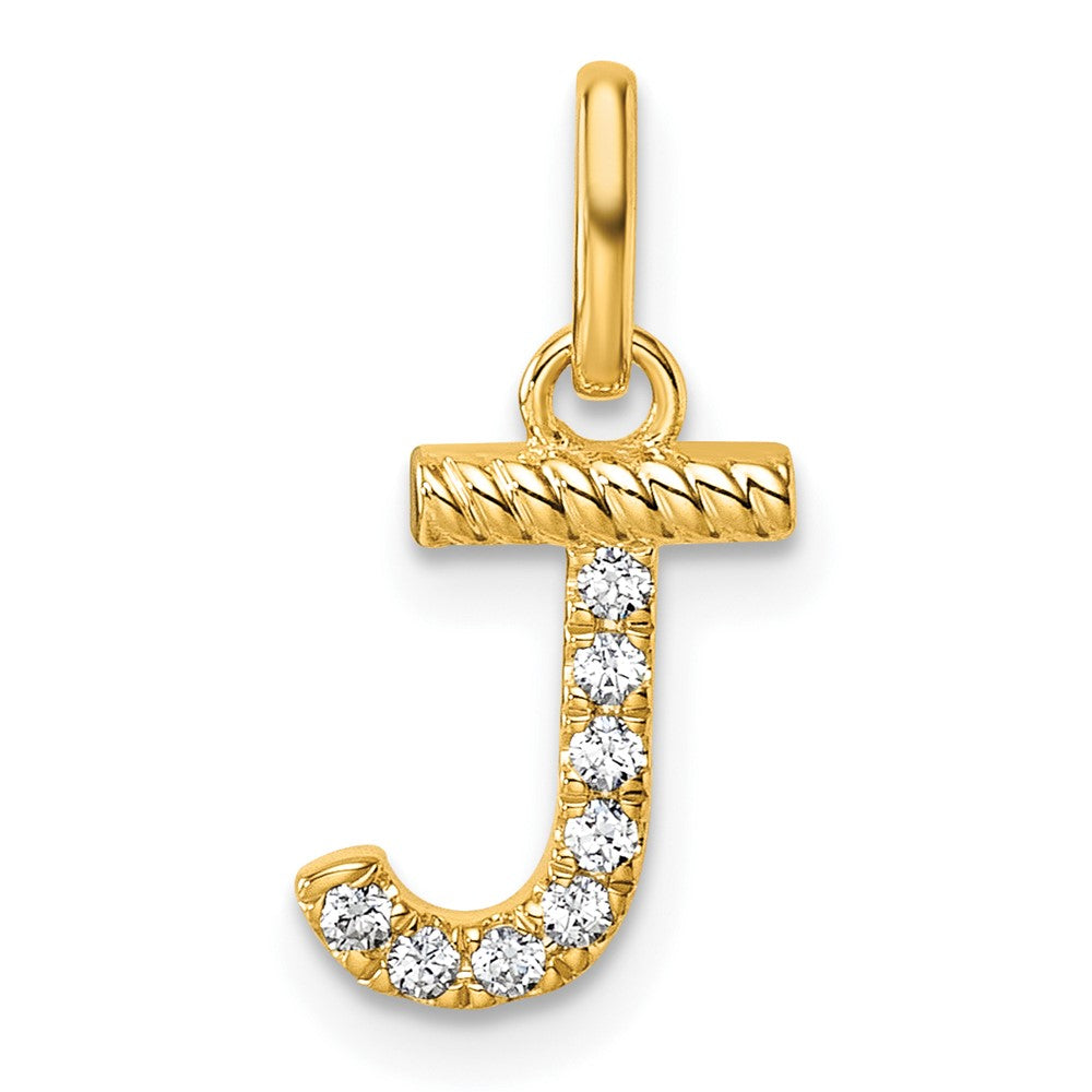 14K Gelbgold Gedreht.07 Ct. Diamant Initiale J Charm