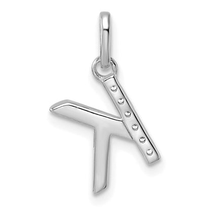 14K Weißgold Gedreht.05 Ct. Diamant Initiale K Charm