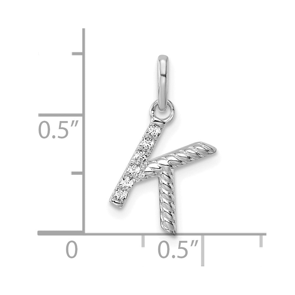 14K Weißgold Gedreht.05 Ct. Diamant Initiale K Charm