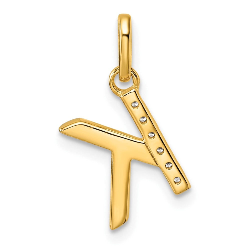 14K Gelbgold Gedreht.05 Ct. Diamant Initiale K Charm
