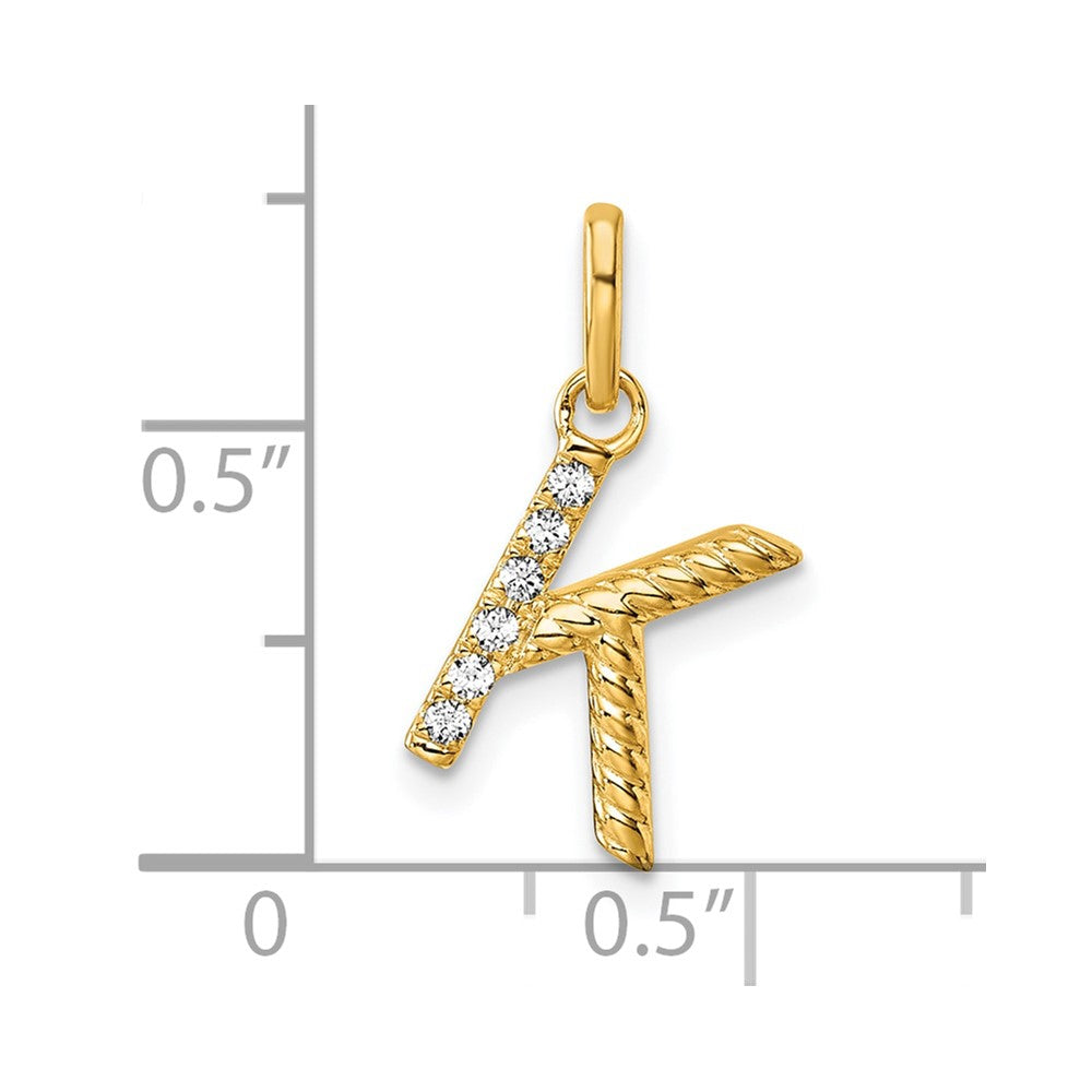 14K Gelbgold Gedreht.05 Ct. Diamant Initiale K Charm