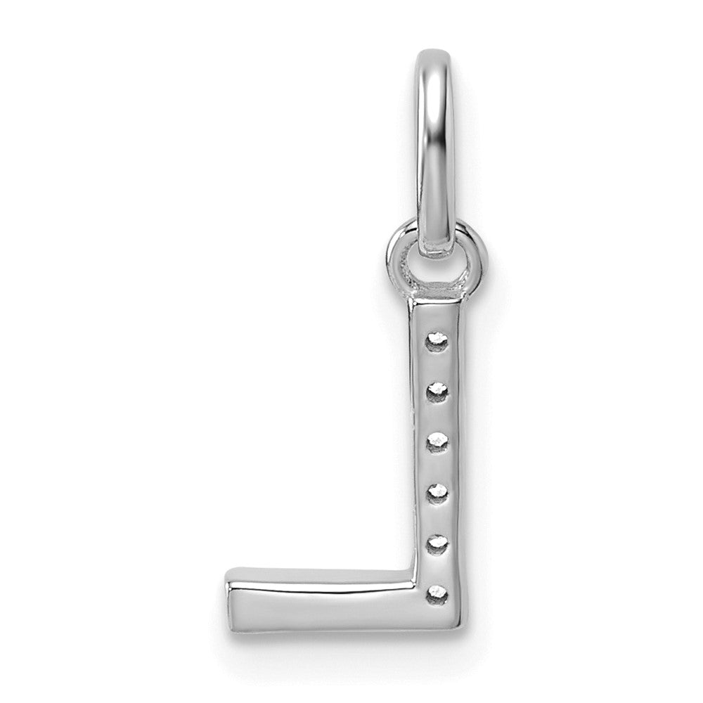14K Weißgold Gedreht.05 Ct. Diamant Initiale L Charm
