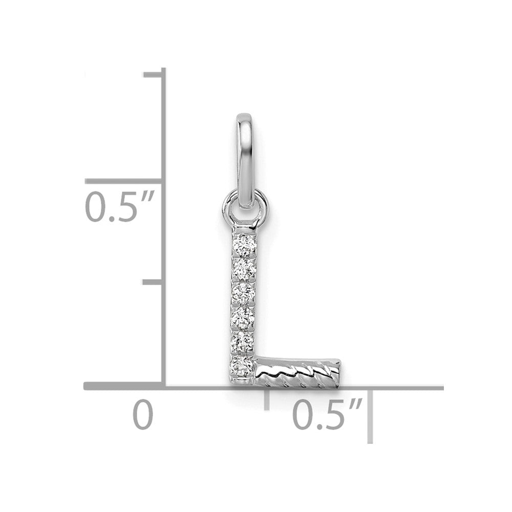 14K Weißgold Gedreht.05 Ct. Diamant Initiale L Charm