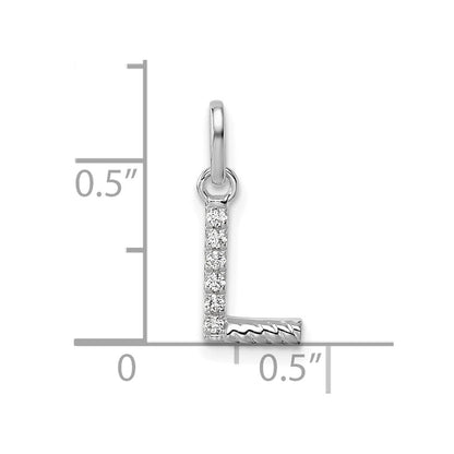 14K Weißgold Gedreht.05 Ct. Diamant Initiale L Charm