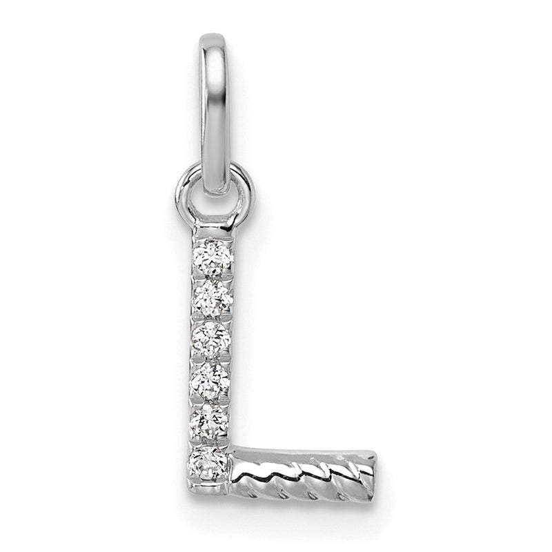 14K Weißgold Gedreht.05 Ct. Diamant Initiale L Charm